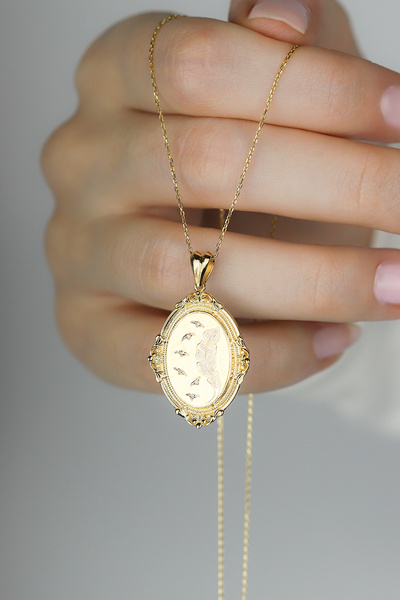 Coy Diamond Meslek Kolye,14 Ayar Altın Meslek Figürü Tasarım Kolye,El işçiliğ...