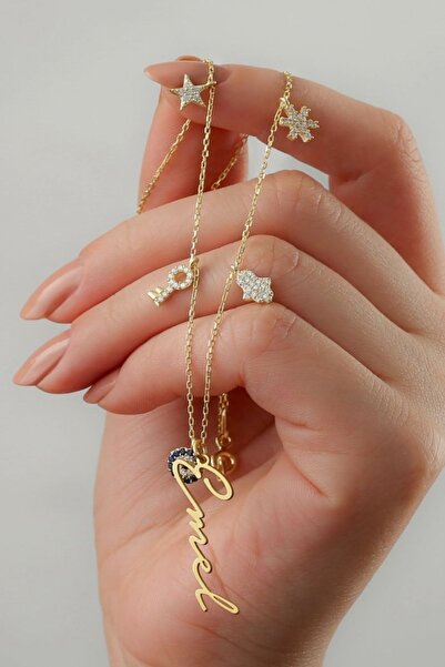 Silvano Jewelry 925 Ayar Gümüş Kişiye Özel Isimli Şans Kolyesi