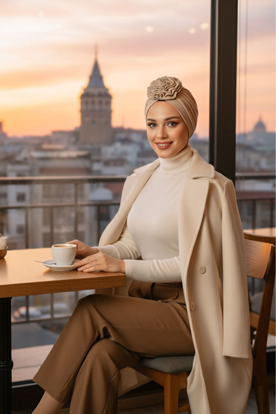 Aisha's Design Четири сезона розова шапка, бежова, B-21O