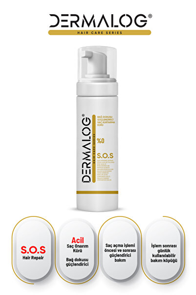 DERMALOG Yanmış Kopmuş Saçlar Için Bağ Güçlendirici Saç Kurtarma Kürü & Onarıcı Saç Bakım Köpüğü 250 ml