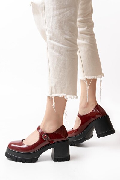 asmi shoes Women's single ballet flat loafer heeled shoe burgundy patent leather