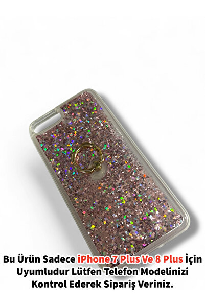 Merwish Apple ıPhone 7 Plus ve 8 Plus Uyumlu Sulu Simli Yüzüklü Standlı Parla...