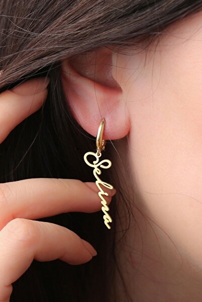 Silvano Jewelry 925 Ayar Gümüş Kişiye Özel Italik Isimli Küpe