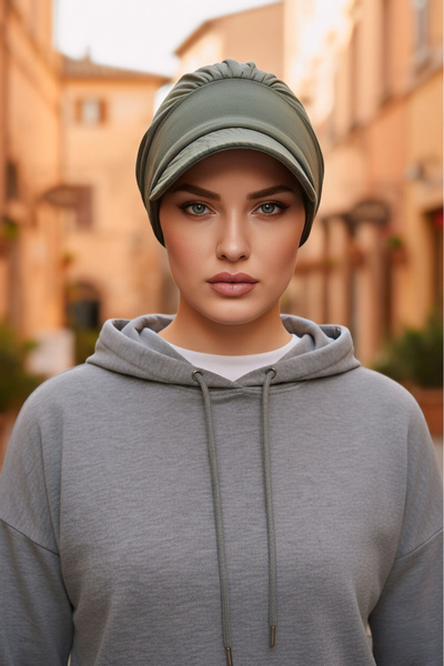 Aisha's Design Καπέλο με προσωπίδα Four Seasons, Χακί, B-73O