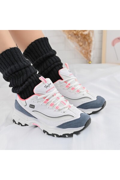 Tmall Pantofi sport de dama,Din Piele ecologica,D1351,Alb cu Albastru