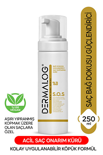 DERMALOG Yanmış Kopmuş Saçlar Için Bağ Güçlendirici Saç Kurtarma Kürü & Onarıcı Saç Bakım Köpüğü 250 ml