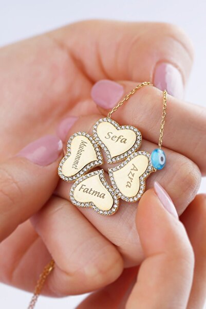 Silvano Jewelry 925 Ayar Gümüş Yonca Kişiye Özel Isimli Kolye