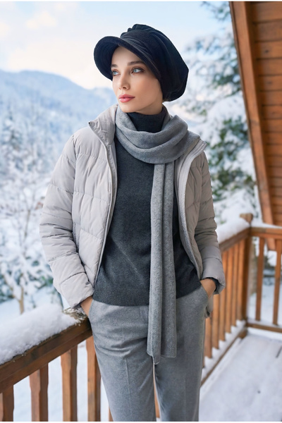 Aisha's Design Winter Visor Women's Plain Cashmere Hat, B-73Dk, Black