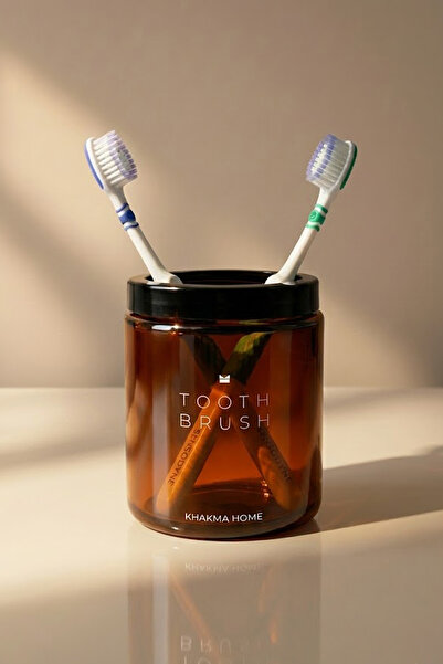 KHAKMA Amber Cam Tooth Brush Jar – Toothbrush Holder - Stylish Bathroom Organizer, Modern Design - 250 ml