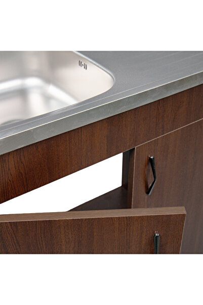 OEM Sink Cabinet with 2 Doors, Wenge, 80x82x50 cm, 18mm Chipboard, Adjustable Legs