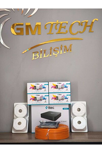Ttec GMTECH-BİLİŞİMTtec 2mp Dahili Sesli Ve Gece Renkli 4 Kameralı 500GB Disk Tak Çalıştır IP Kamera Seti