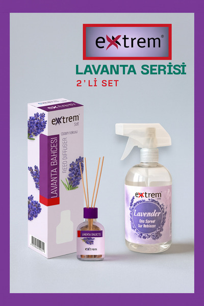 EXXTREM Doğal Esanslı Lavanta Serisi Oda Kokusu 2'li Seti - Bambu Çubuklu (50...