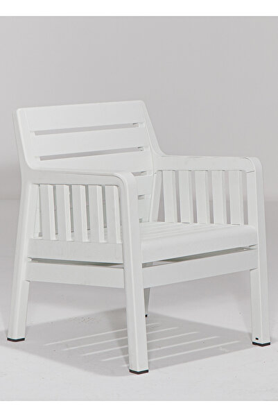 MOBETTO Lara Tekli 1 Kişilik Koltuk Mindersiz Balkon&teras Bahçe Koltuk / Beyaz