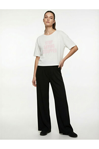 Koton Comfortable Fit Elastic Waist Striped Detail Wide Leg Sports Sweatpants