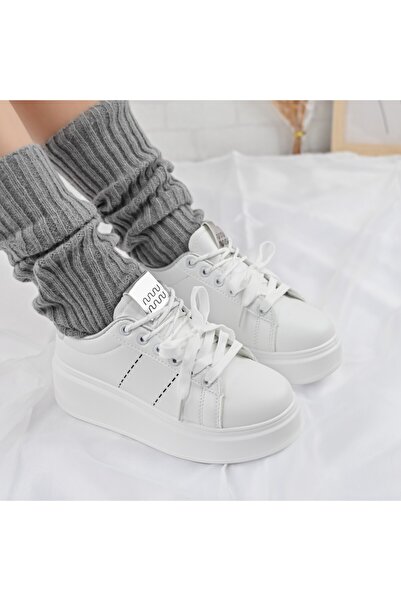 Tmall Pantofi Sport De Dama,Din Piele Ecologica,D1373,Alb cu Silver