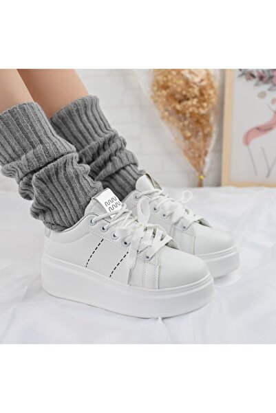 Tmall Pantofi Sport De Dama,Din Piele Ecologica,D1373,Alb cu Silver