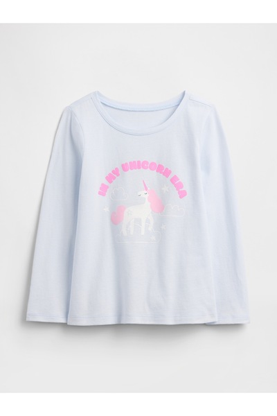 GAP Kız Bebek Açık Mavi Grafik T-Shirt