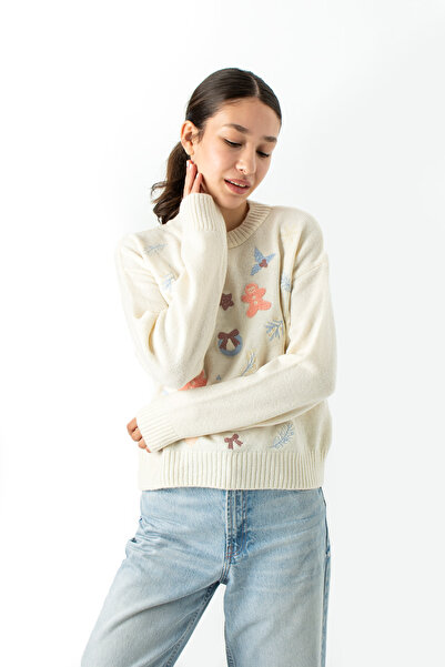 Ecrou Πουλόβερ με κέντρο με κέντημα με μπισκότο
