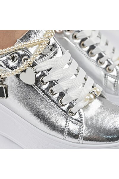 Tmall Pantofi Sport De Dama,Din Piele Ecologica,cu Lant decorativ,D1372,Silver