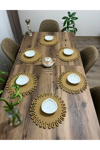 Namteks Jute,american service, runner, tablecloth, 6 flat-supla