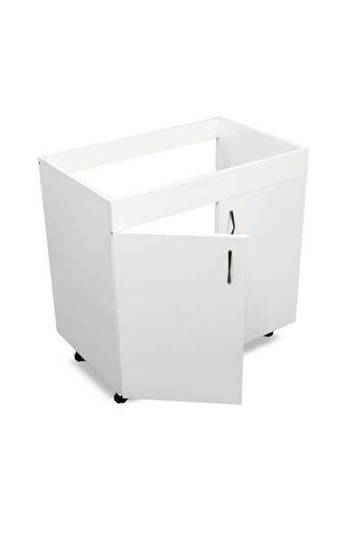 OEM White 2-Door Sink Cover 80x82x50 cm Made of 18mm Chipboard with Adjustable Feet