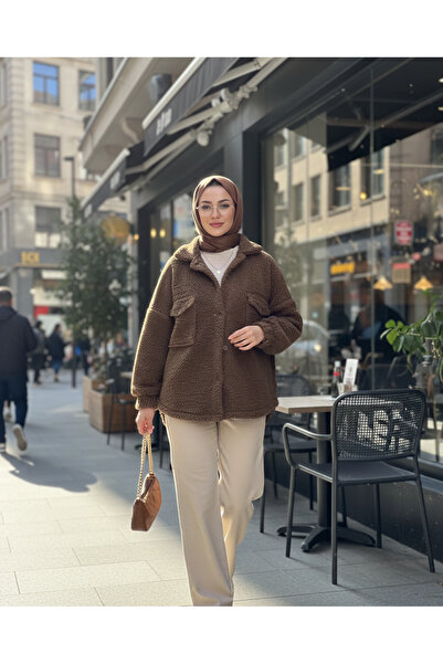 MoonliWear Women's Oversized Plush Coat with Pockets, Soft Fabric, Warm Casua...