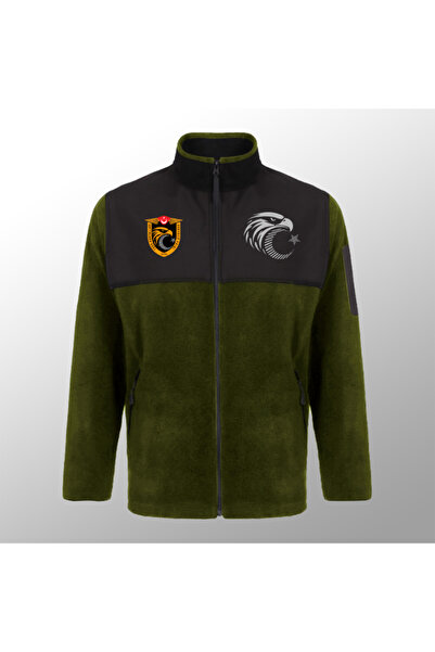 Crea Eymer Wear Turkish Eagles Design Full Zipper Softshell Fleece - Softshell Fleece Coat Khaki