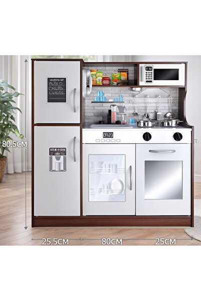 ideal STORE Bucătărie din lemn cu frigider, telefon, cuptor cu microunde, chi...