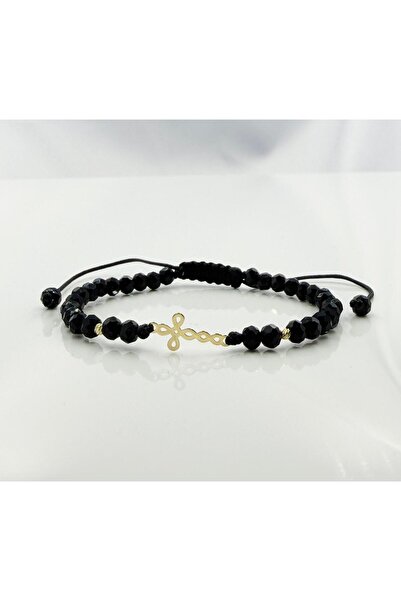 OEM Bratara cu cruciulita,bilute din aur 14k si cristale - Reglabila