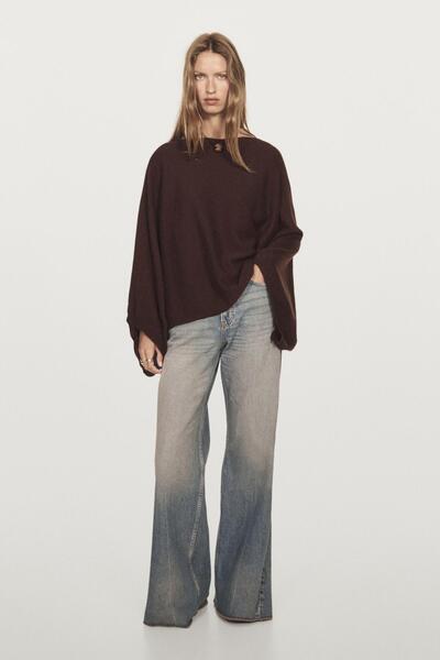 Massimo Dutti %100 kaşmir kısa triko panço