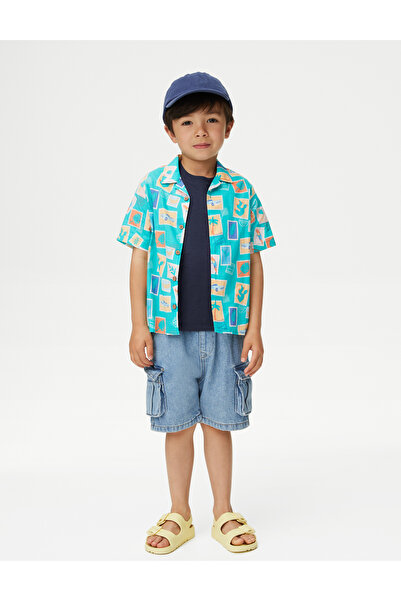 Marks & Spencer Kısa Kollu 2'li T-Shirt & Gömlek Takımı (2-7 Yaş)