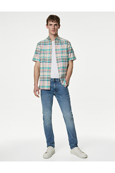 Marks & Spencer Saf Pamuklu Kısa Kollu Oxford Gömlek