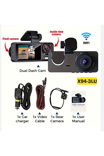 ADR Full Hd Araç içi Kamera Ön İç Mekan ve Arka Kayıt Kamera Gece Görüşlü Gen...