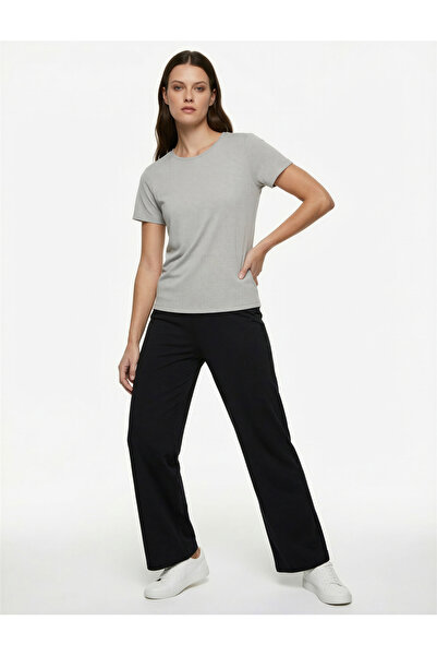 Koton بنطلون رياضي مريح ذو خصر عالٍ واسع الساقين مع جيوب