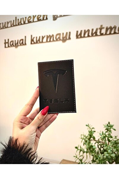 EFE DERİ Tesla Deri Dikişli Araç Ruhsat Kılıfı Kabı Oto Ruhsatlık Araba Ruhsa...