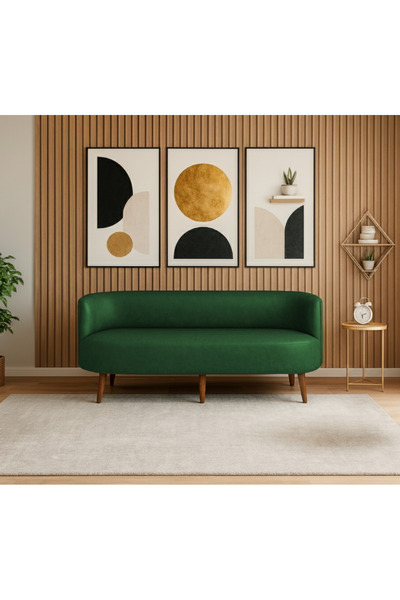 Azra Mobilya Sydney Üçlü Koltuk Kanepe | Deri Kumaş - Ahşap Ayak | Ev & Ofis ...