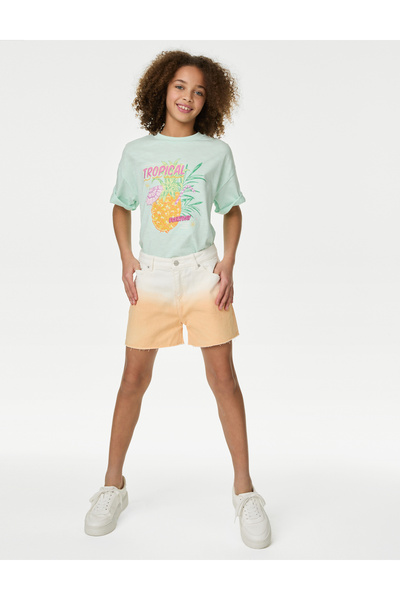 Marks & Spencer Saf Pamuklu Denim Şort (6-16 Yaş)