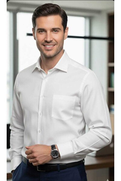 Grand Star Long Sleeve Pocket Self-Patterned (Dobby) Classic Men's Shirt