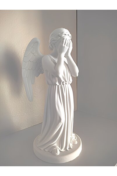 DEMİRHAN3D Beyaz Renk 20cm 3D Baskı Gotik Melek Figürü | Koleksiyonluk Dekoratif Heykel
