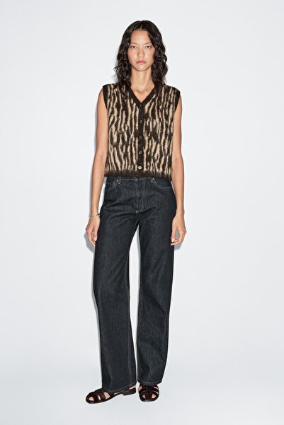 Massimo Dutti Desenli yün karışımlı triko yelek