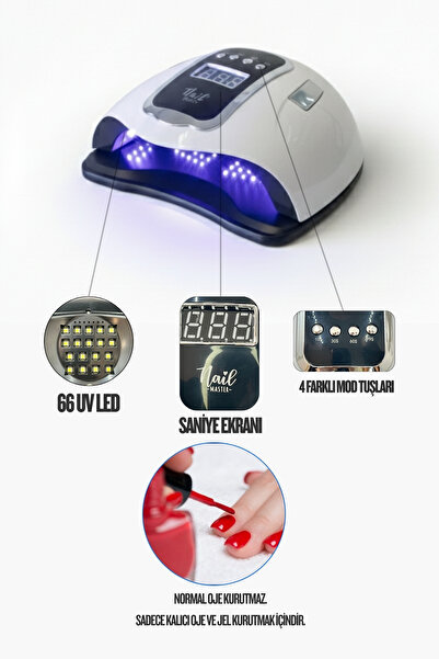 Nail Master X11 Uv Led 280 Watt 66 Led Protez Tırnak Kalıcı Oje Kurutma Makin...