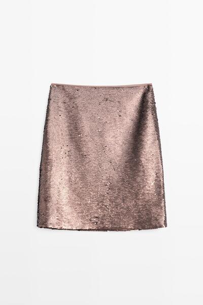 Massimo Dutti Kısa mat pullu etek