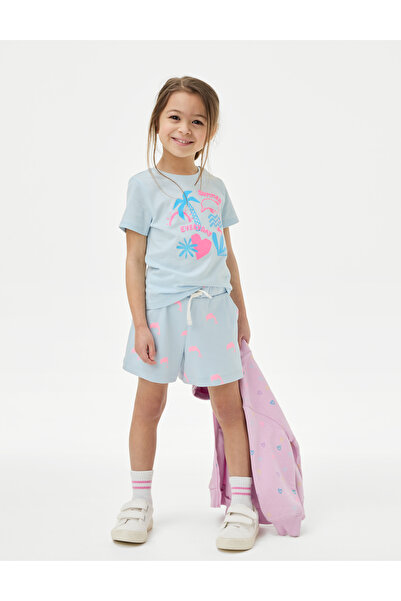 Marks & Spencer Saf Pamuklu Desenli Şort (2-7 Yaş)