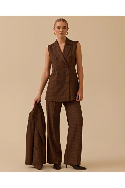 SCL Ekose Desenli Düğmeli Yelek