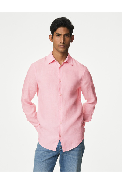 Marks & Spencer Regular Fit Uzun Kollu Saf Keten Gömlek