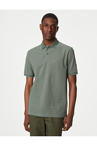 Marks & Spencer Saf Pamuklu Kısa Kollu Polo Yaka T-Shirt