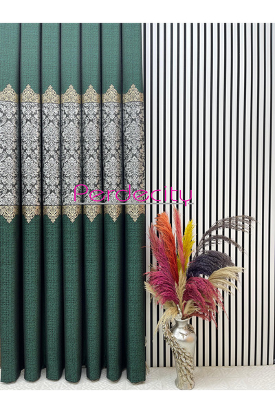 PERDECITY Damaks desen fon perde 100cm her odaya uygun 1x3 sık pile