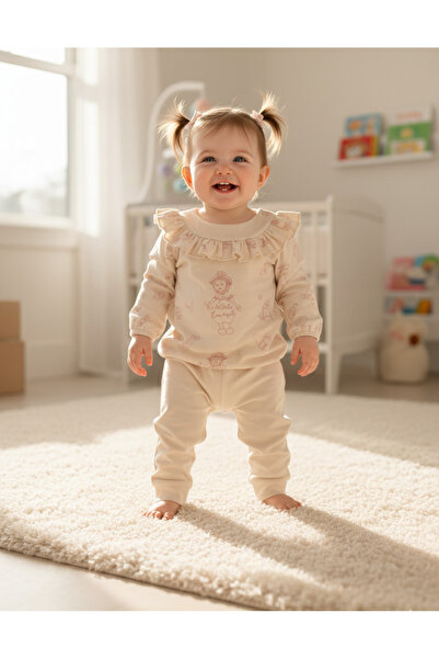 YusGos Flounce Sleeve Printed Piece Baby Girl Set