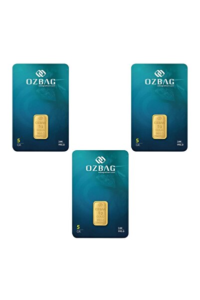 Özbağ AgaKulche 24 Ayar 3 Adet 5 gr 995 Külçe Altın