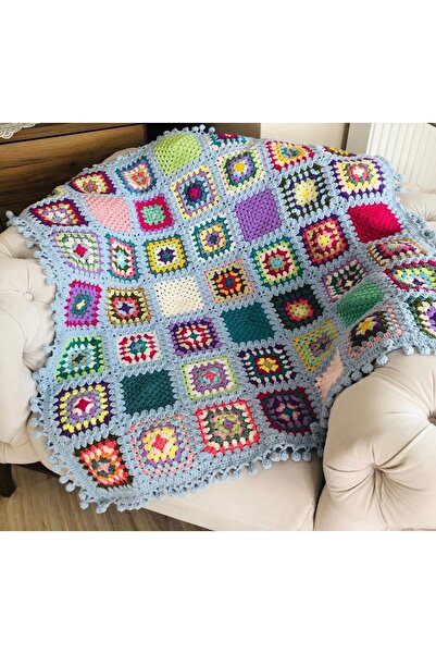 Limerna Motifli koltuk şalı,battaniye , Renkli motif battaniye